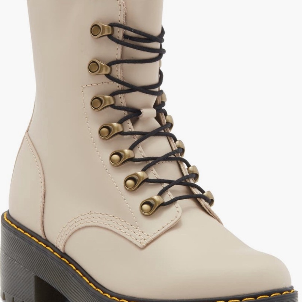 Women's Cream Lace-Up Boots